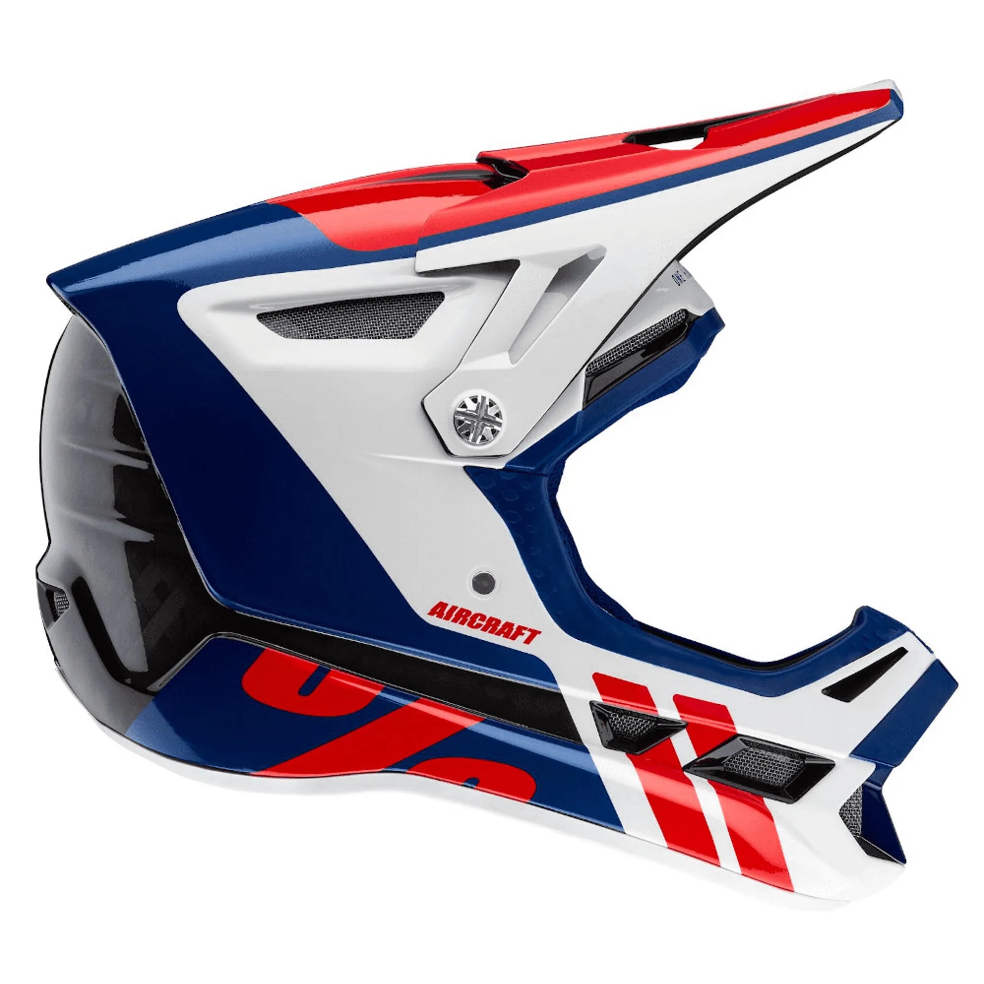 100% Aircraft Carbon MIPS Full Face Helmet Off-Road White Blue Helmet
