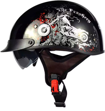 Half Helmet Motorcycle Helmet with Visor Built-in Sunglasses ECE Approved Vintage Open Face Helmet Cap TKMW-014-5 Motovile