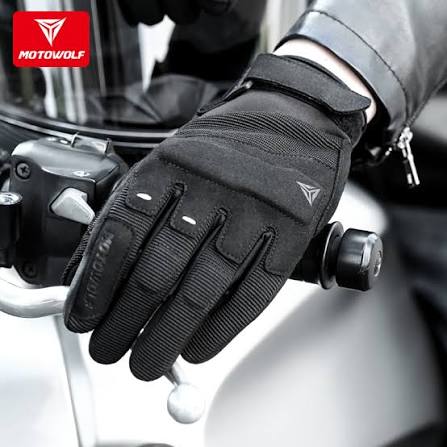 MOTOWOLF 0325 Full Finger Motorcycle Riding Gloves | Breathable Protective Gloves | Black