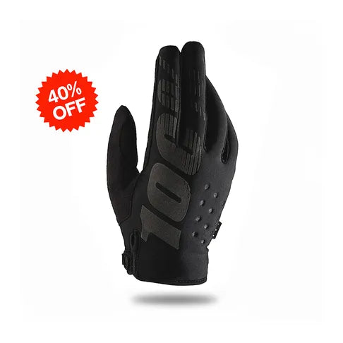 100% Brisker Cross Enduro Motorcycle Gloves – Black/Gray | Cold Weather Motocross Gloves