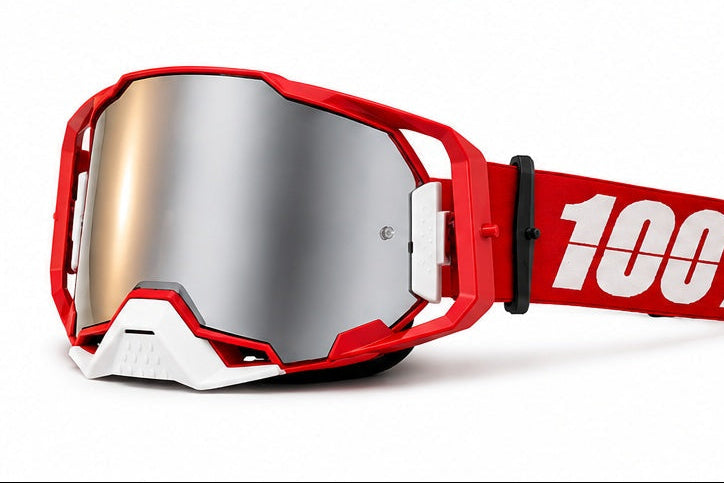 100% ARMEGA Motocross Goggles - Red Mirrored Lens | قوقلز 100% ARMEGA أحمر بعدسة مراية