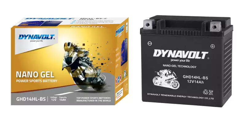 12v14ah Nano Gel Battery for Harley Davidson GHD14HL-BS (YTX14HL-BS) Dynavolt - Motovile