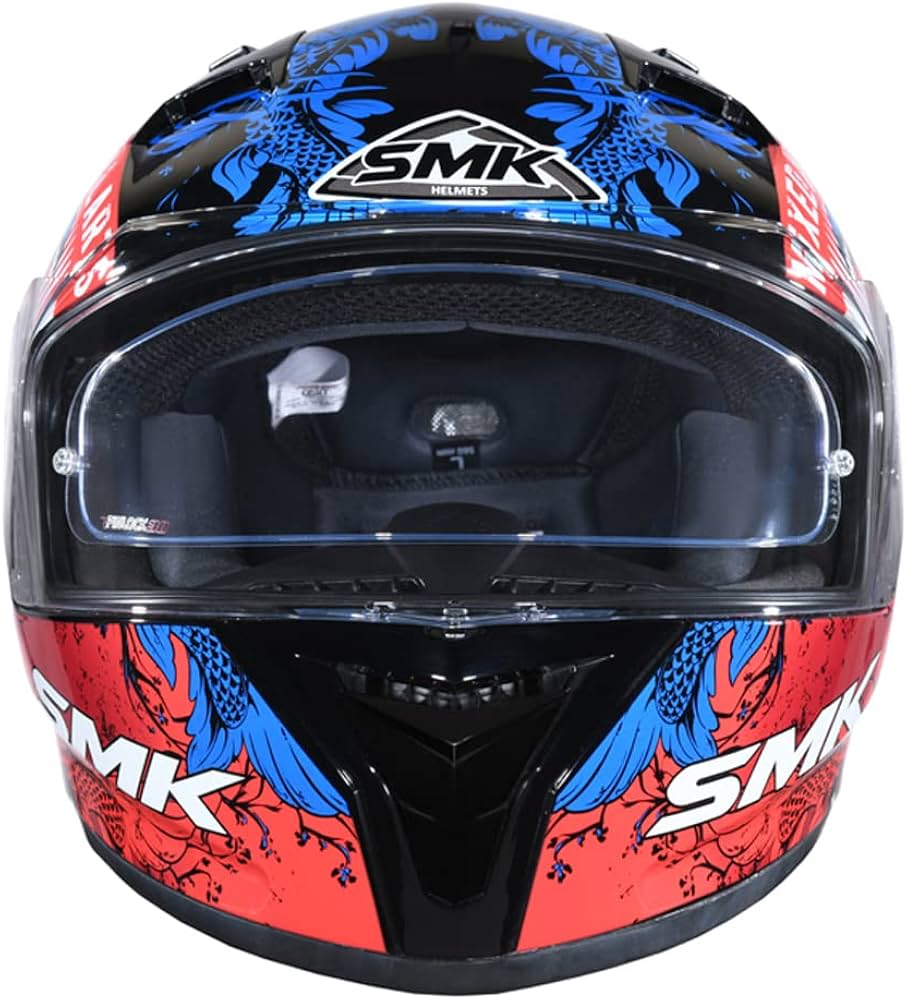 SMK Stellar Samurai GL253 Full Face Motorcycle Helmet Gloss Black Blue Red - Tinted Visor Pinlock Ready  | Kuwait