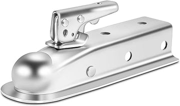 Straight Trailer Coupler with Security Latch & Safety Chain – 2" Hitch Ball, 3500 lbs Capacity | Heavy Duty Trailer Tongue Coupler | Motovile Kuwait