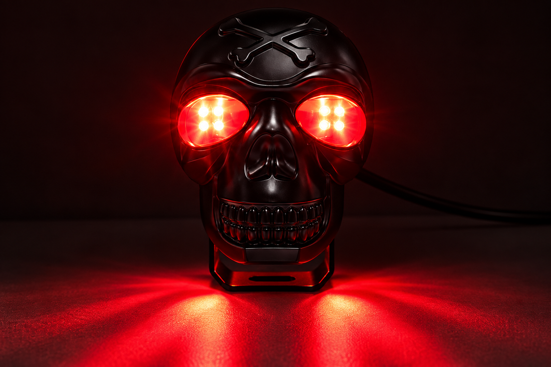 LIU HJG Skull LED Motorcycle Headlight 30W – Red Devil Eye | ليت جمجمة LED للدراجات النارية عين حمراء  Copy Title