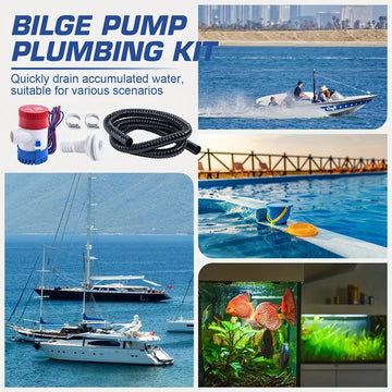Bilge Pump Plumbing Kit, Electric Water Pump with 500 GPH, Stainless Steel &amp; High-Reflective Polymer, Includes PVC Hose, 2 Clamps, Thru Hull Fitting - No Battery Required for yamaha superjet