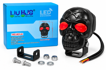LIU HJG Skull LED Motorcycle Headlight 30W – Red Devil Eye | ليت جمجمة LED للدراجات النارية عين حمراء  Copy Title
