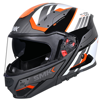 SMK GULLWING TEKKER GL217 FULL FACE GLOSSY BLACK WHITE ORANGE Motorbike Helmet  (White, Orange)