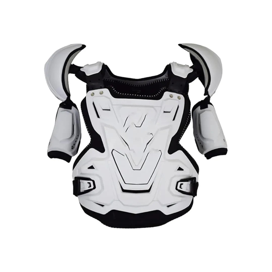 HUNTING WOLF Motorcycle Body Armor  | Motocross Chest Back Protector Vest |  Off-Road Motorcycle Jacket Racing Protective Body Guard MX Armor Black (White)