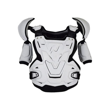 HUNTING WOLF Motorcycle Body Armor  | Motocross Chest Back Protector Vest |  Off-Road Motorcycle Jacket Racing Protective Body Guard MX Armor Black (White)