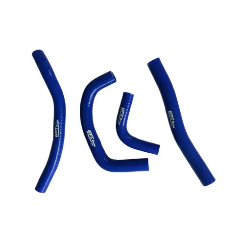 Set of blue silicone hoses on a white background