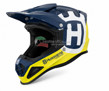 Husqvarna Motocross Off-Road Helmet – Navy Blue Yellow White | خوذة هاسكفارنا للموتوكروس والأوف رود – كحلي أصفر وأبيض