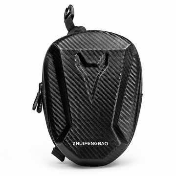 KMOTO Carbon-Look Hard-Shell Motorcycle & ATV Waist / Leg Bag – Black | شنطة خصر ورجل للسايكل والدباب والـ ATV