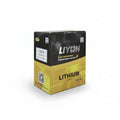 Liyon lithium high performance powersports battery packaging on a white background