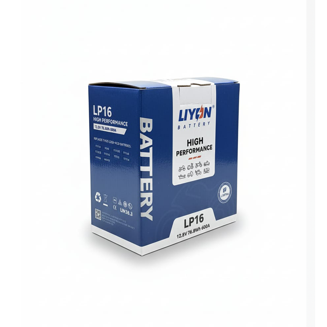 Box of Li-ion Battery LP16 on a white background