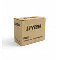 Cardboard box with LIYON branding on a white background
