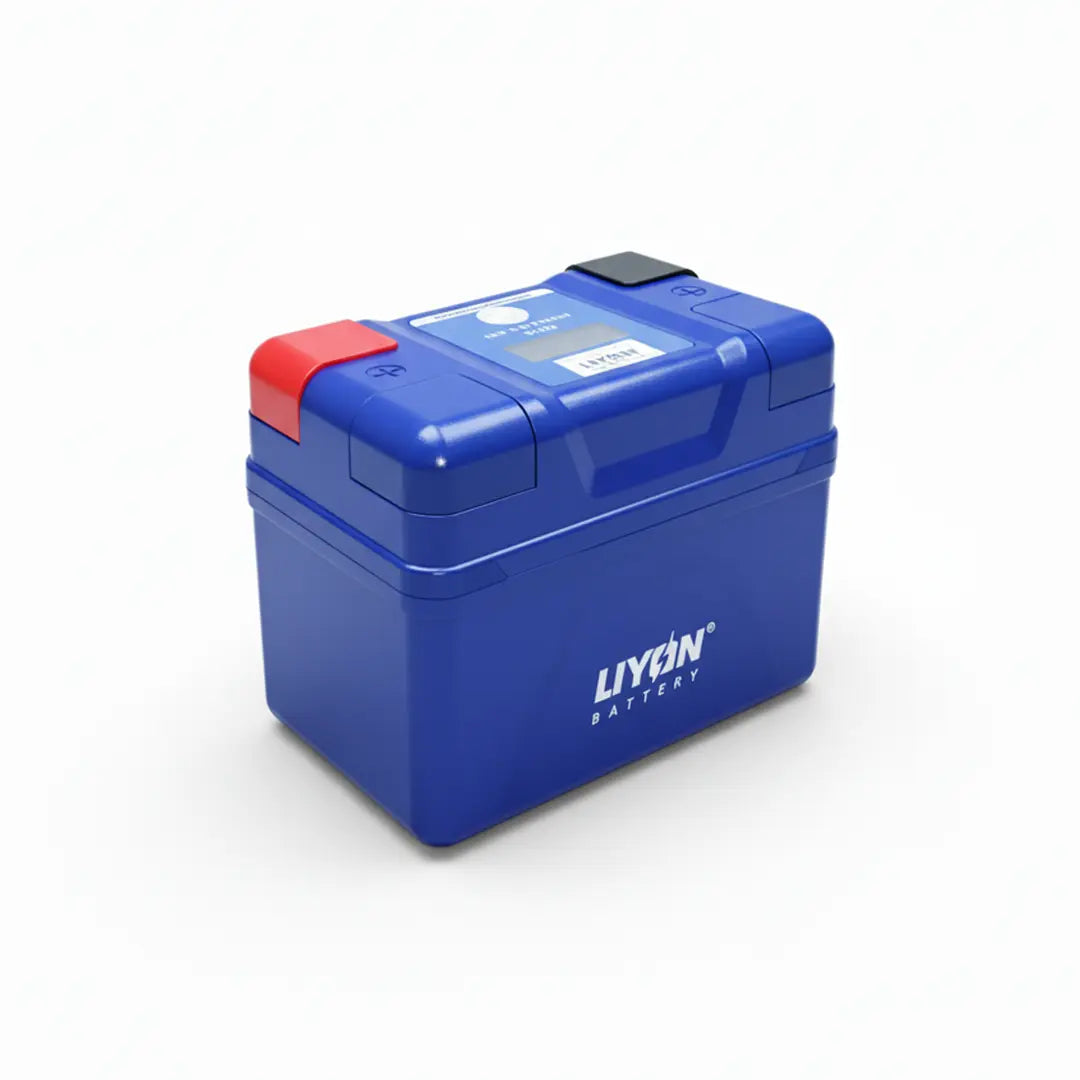 Blue battery with red top on a white background, featuring the Liyin brand.
