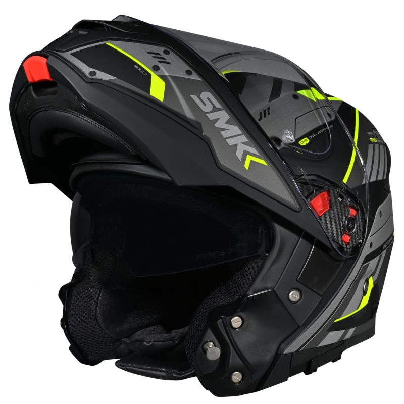 SMK GULLWING TEKKER MA264 FULL FACE MATT BLACK GREY YELLOW Motorbike Helmet