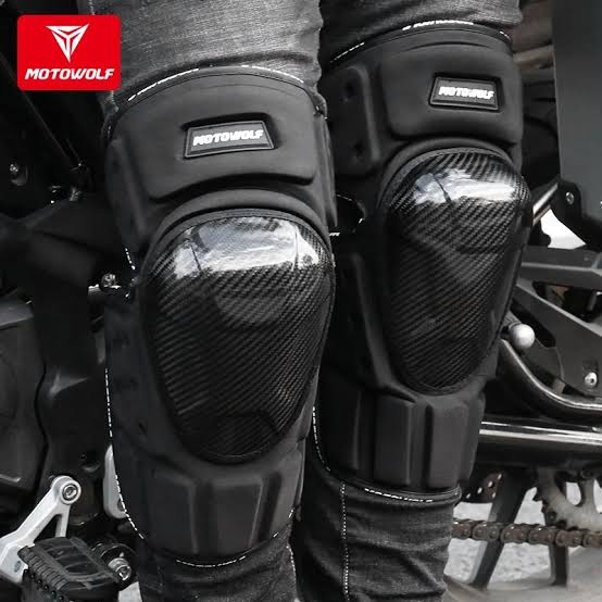 MOTOWOLF MDL1019 Carbon Look Motorcycle Knee & Elbow Guard Set (4PCS) | Protective Riding Gear | CE Armor | Black