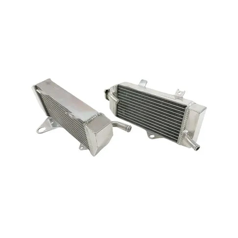 Two metal radiators on a white background