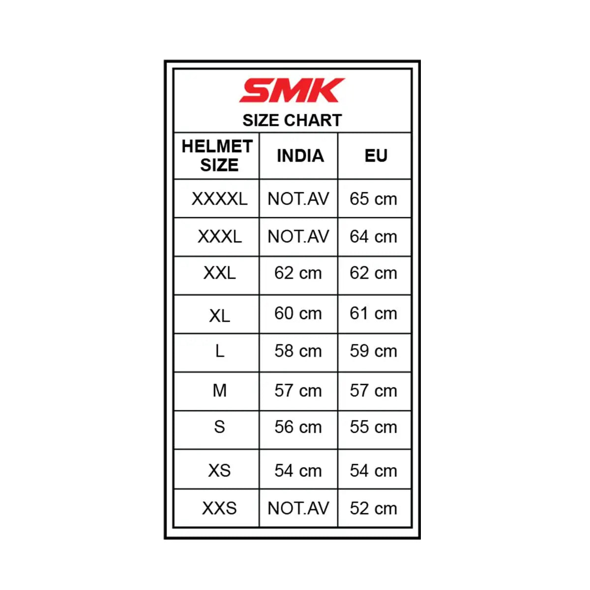 SMK Typhoon Thorn Matt Green Yellow (MA848) Helmet sizes