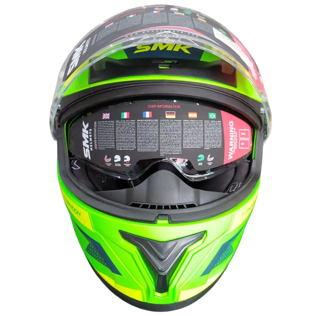 SMK Typhoon Thorn Matt Green Yellow (MA848) Helmet