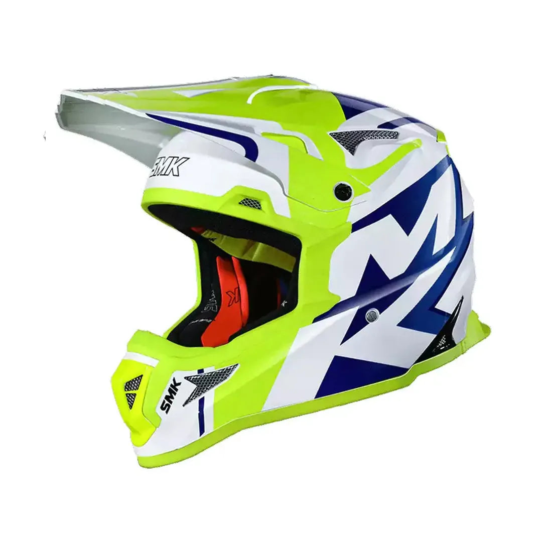 SMK Allterra Off-Road Helmet X-Power (Gl154) Gloss Green White Blue - Motovile