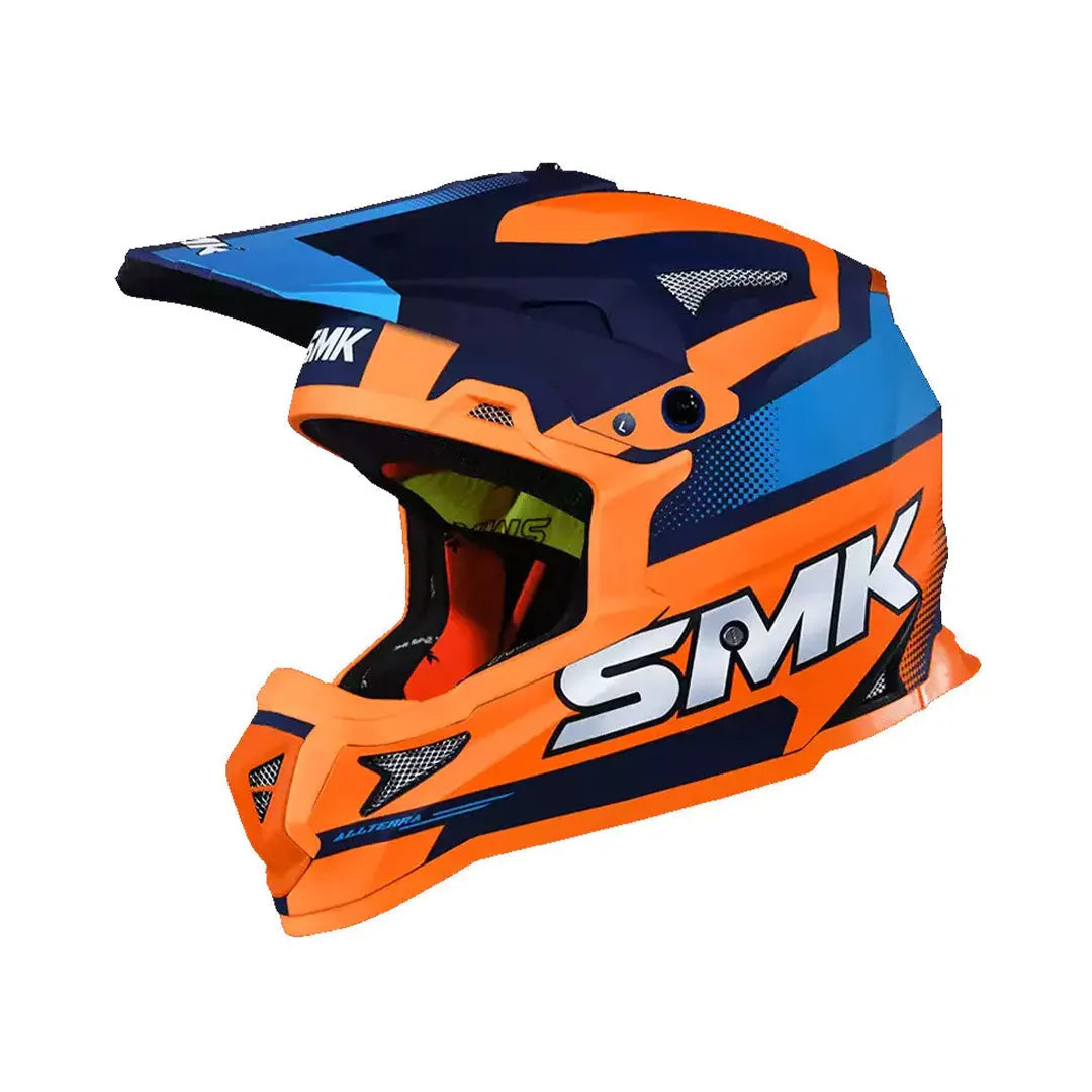SMK Helmet ISI Off Road Helmet SMK ALLTERRA with X-Throttle Graphics MA575 Gloss Blue Orange / Blue - Motovile
