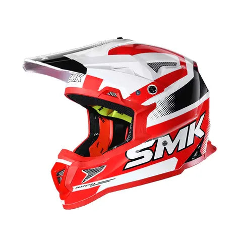 SMK Helmet Off Road Helmet SMK ALLTERRA with X-Throttle Graphics GL132 Gloss White RED / Black - Motovile