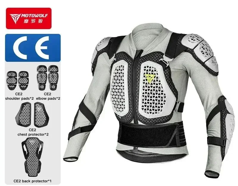 Motowolf Motorcycle Protective armor Suit for Off-road Motorcycle Riding armor Grey Safety Jacket