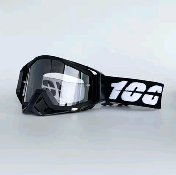 100% Motocross & Off-Road Goggles – Black / Clear | نظارة دباب 100% أسود بعدسة شفافة