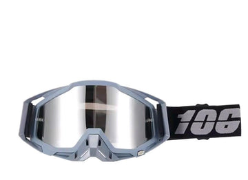 100% Motocross & Off-Road Goggles – Grey / Silver Mirror | نظارة دباب 100% رمادي بعدسة مراية فضي