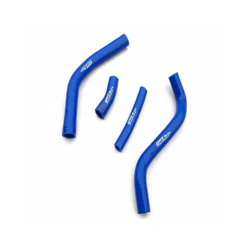 Set of blue silicone hose on a white background
