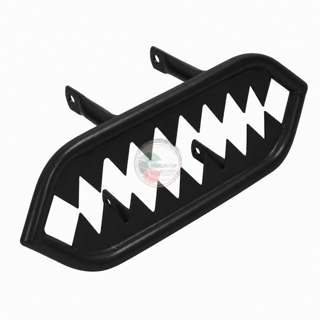 Yamaha Banshee 350 YFZ350 Teeth-Style Steel BANSHEE Front Bumper 1987–2006 – Black/Silver | Motovile Motorsports دعامية أمامية شكل أسنان لـ بانشي 350 موديل 1987–2006 لون أسود / سلفر