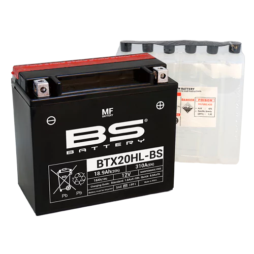 BTX20HL-BS BS Battery YTX20L 12V 18.9 AH - Motovile