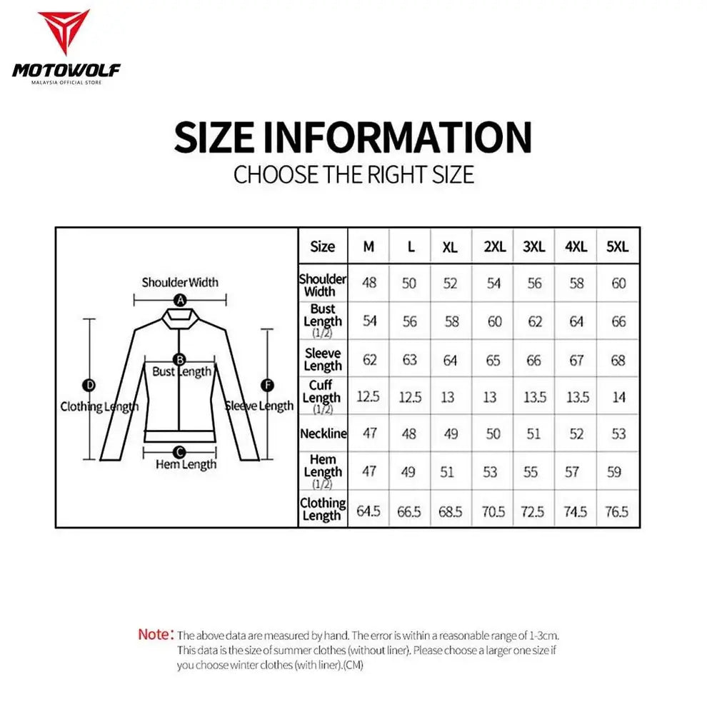 Motowolf Motorcross Jacket size