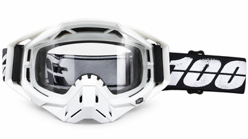 100% Motocross & Off-Road Goggles – White Clear Lens | نظارة دباب 100% أبيض