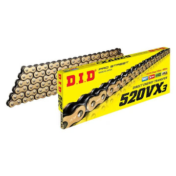 DID 520VX3GB-120 Gold 120 Link High Performance VX Series X-Ring Chain with Connecting Link