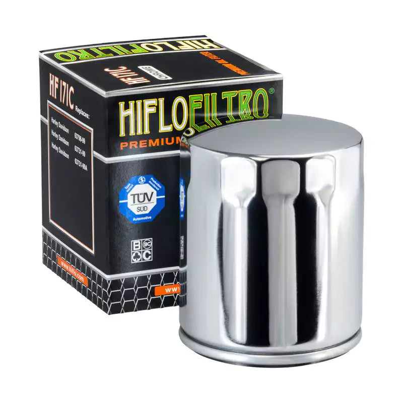 HF 171 CHROME FINISH HARLEY OIL FILTER - Motovile