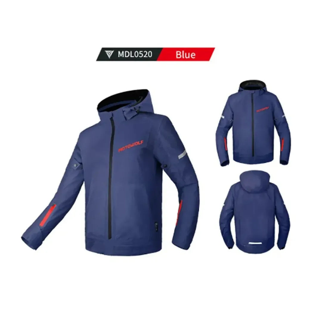 MOTOWOLF MDL0520 Windbreaker Jacket – Navy Blue, Waterproof & CE Protected