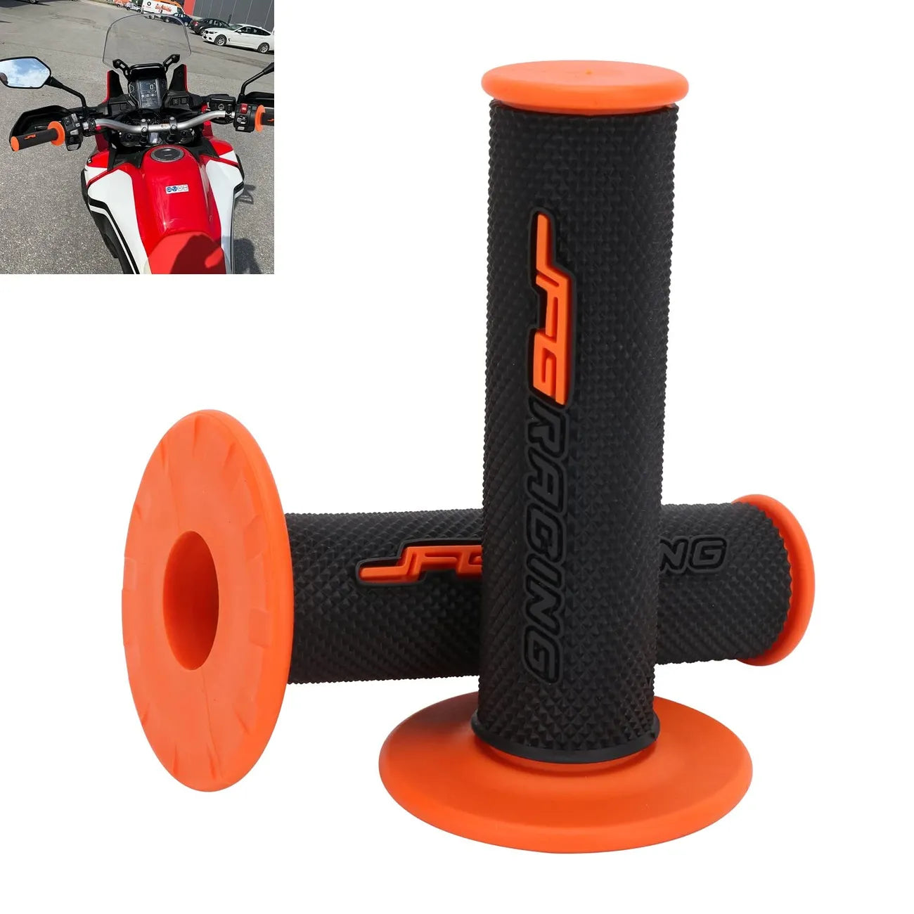 JFG RACING Dirt Bike Grips 7/8" Motorcycle Handlebar Grips YZ450F 2016-2017 ( inner diameter left: 22mm, right: 25mm)(ORANGE) - Motovile