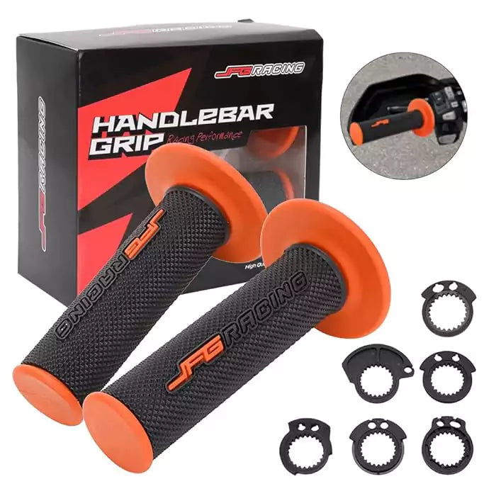 JFG RACING Dirt Bike Grips 7/8" Motorcycle Handlebar Grips YZ450F 2016-2017 ( inner diameter left: 22mm, right: 25mm)(ORANGE) - Motovile