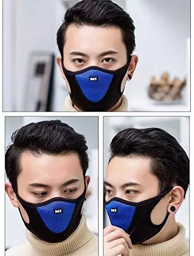 M-1 FACE MASK HALF BLACK+ BLUE CENTRE - Motovile