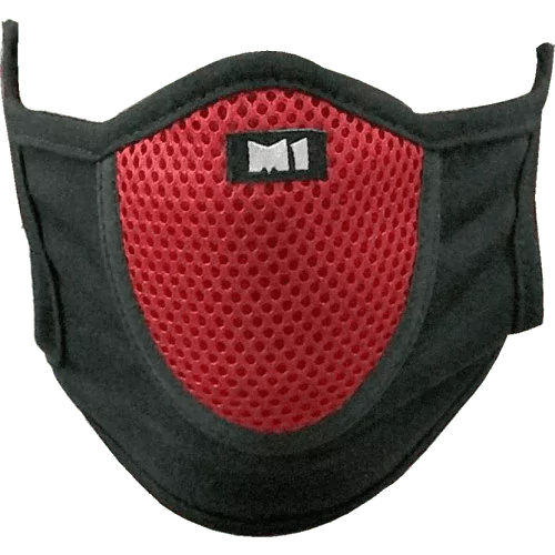 M-1 FACE MASK HALF BLACK+ RED CENTRE - Motovile