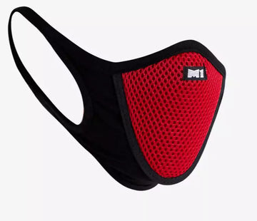 M-1 FACE MASK HALF BLACK+ RED CENTRE - Motovile