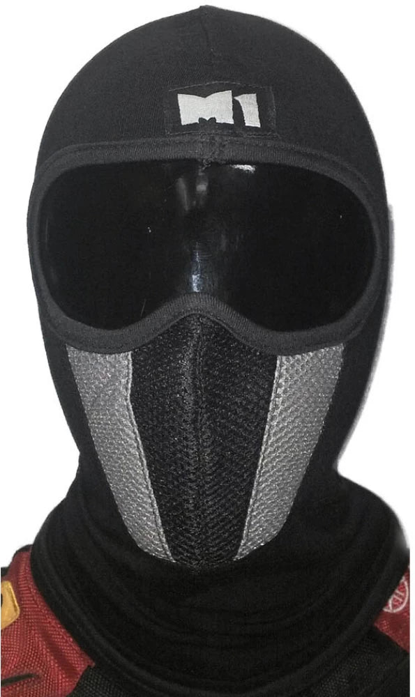 M1 Full Face Mask Cover Balaclava Protection Filter Plain Ski Dust Mask - Black/Grey - Motovile