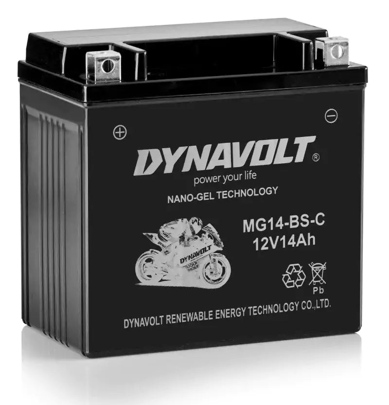 MG14-BS-C (YTX14-BS) DYNAVOLT BATTERY NANO GEL 12V14AH - Motovile