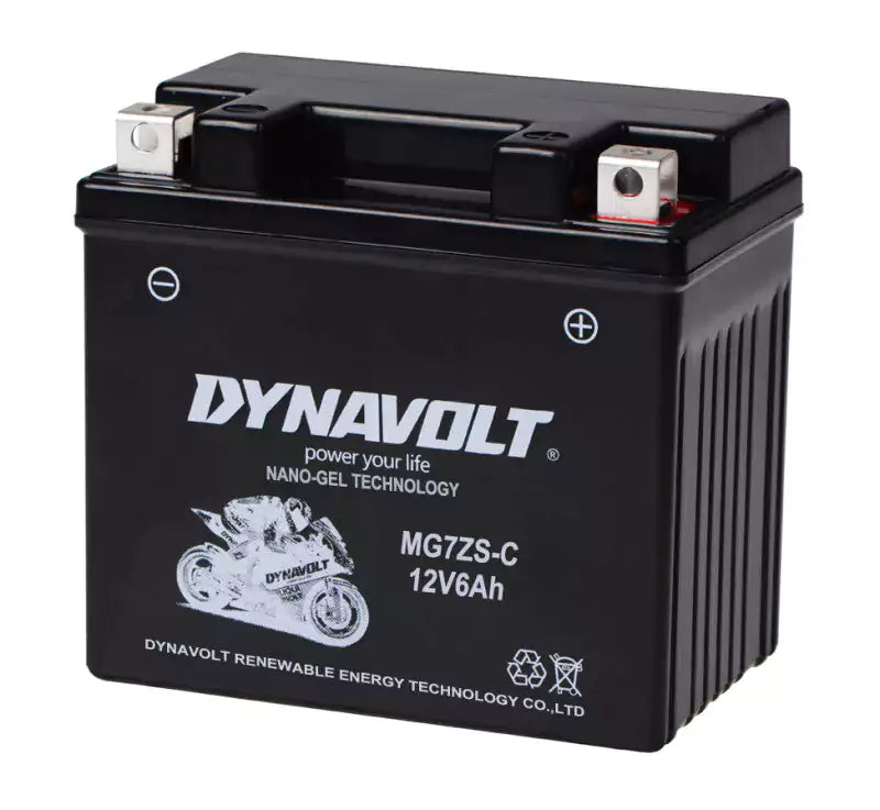 MG7ZS-C (YT7ZS) DYNAVOLT BATTERY NANO GEL 12V6AH (YFZ 450 2009-2021) - Motovile