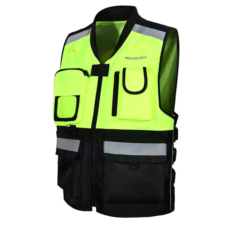 Motowolf Adjustable Leather Motorcycle Safety Racing Vest Design For Motorbike/Bike - Motovile