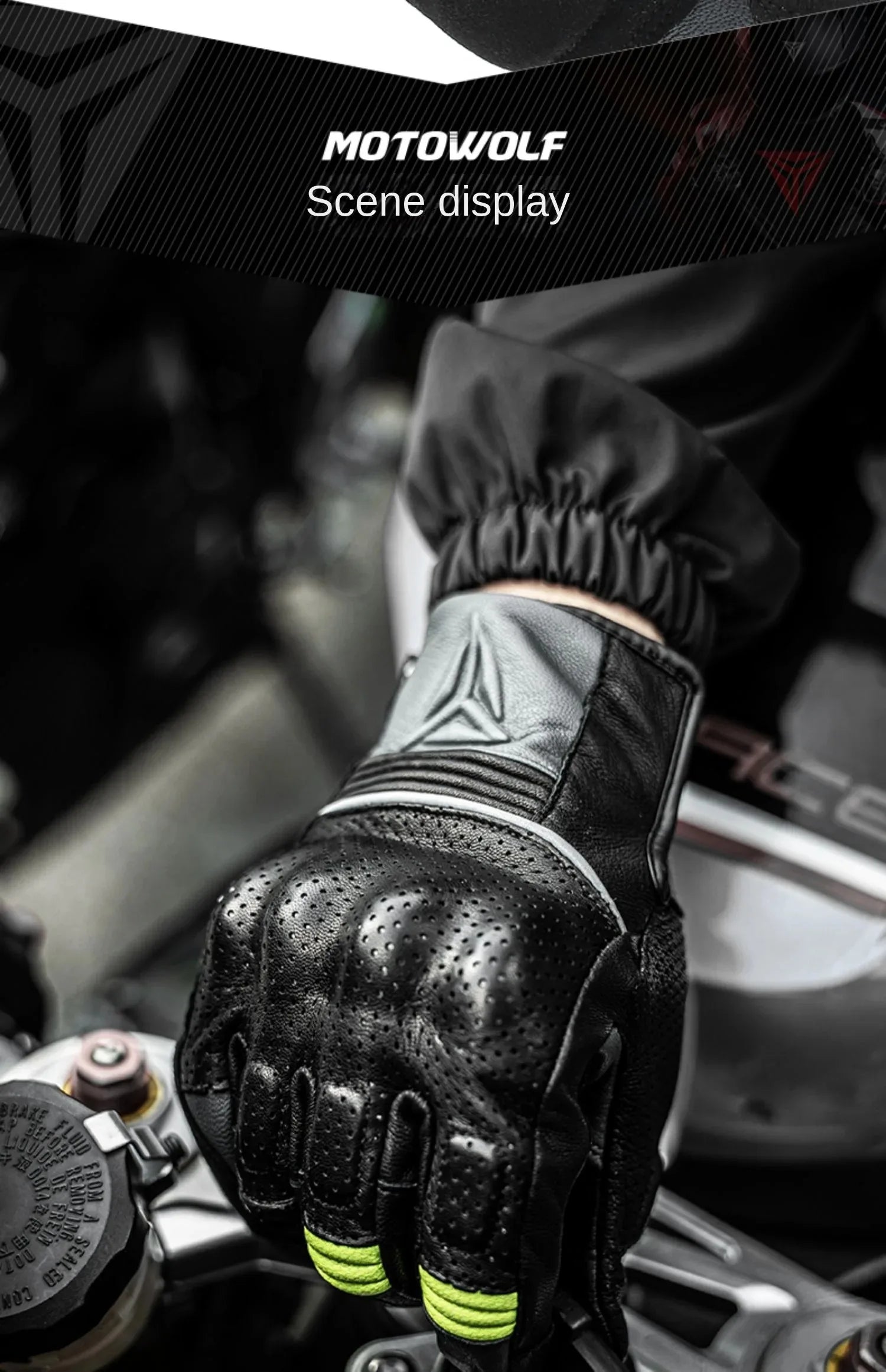 Motowolf Four Seasons Motorcycle Riding Gloves Sheepskin Carbon Fibre Fall Prevention Touch Screen Windproof Full Finger Gloves